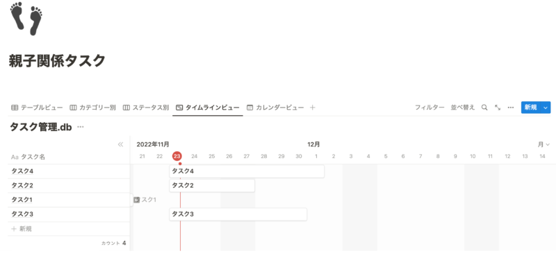 タイムラインビュー