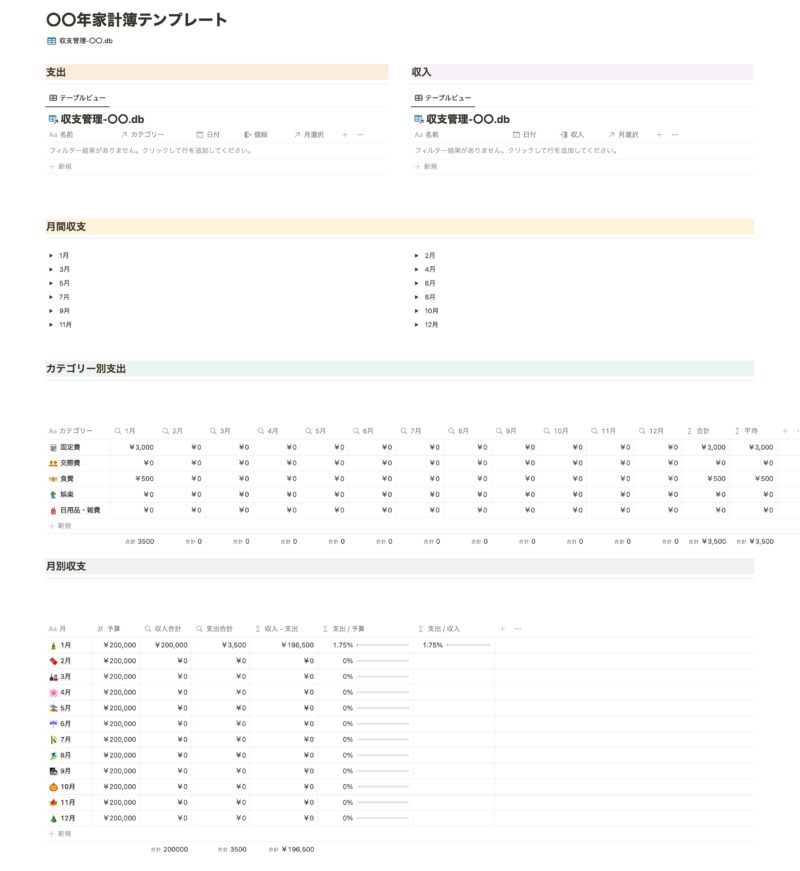 notion家計簿全体画像